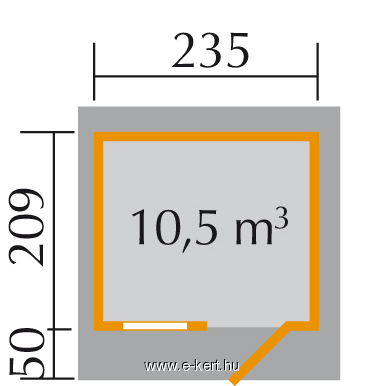 Faház fatárolóval Weka Schongau - 235 x 210 cm , fatároló nélkül