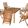 Fa kerti bútor összecsukható karfás székekkel