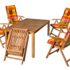 Összecsukható kerti székek keményfa kerti asztallal 502-es párnákkal