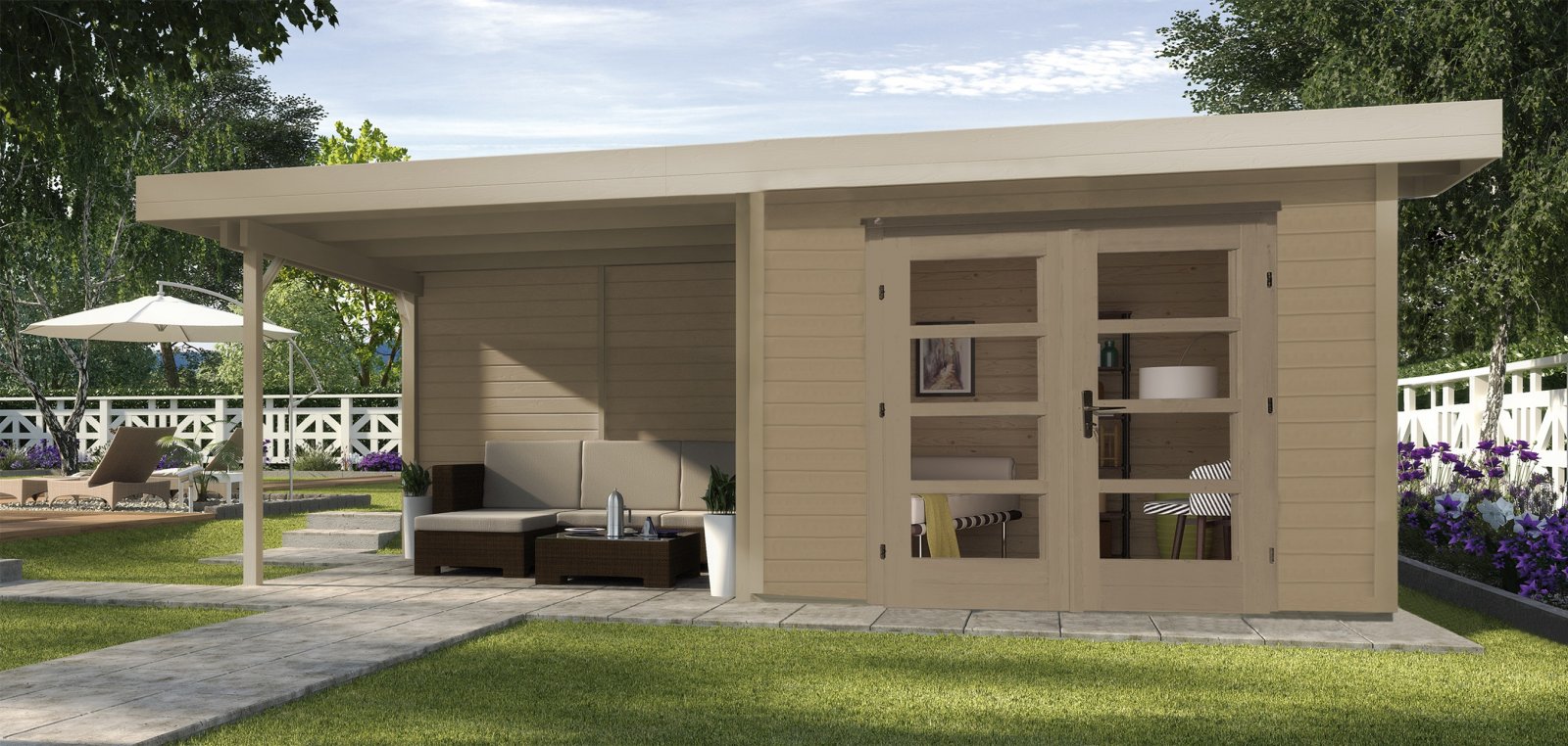 Weka designhaus 126-os faház terasszal hátfallal