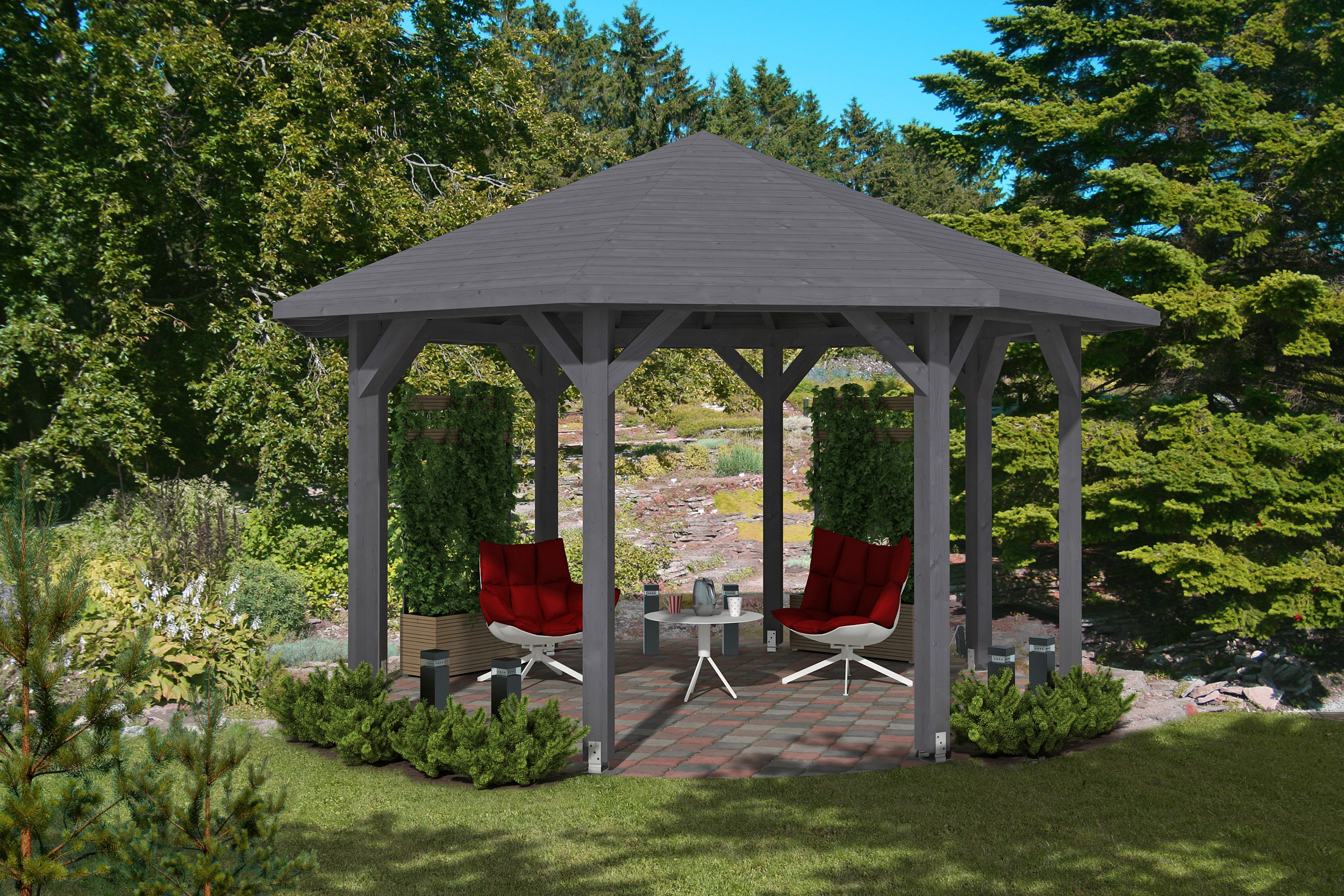 Nyolcszögletű pavilon építés tetszőleges színben