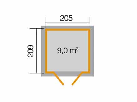 Szerszámtároló faház Weka 226 - 205 x 209 cm , natúr kezeletlen faanyag