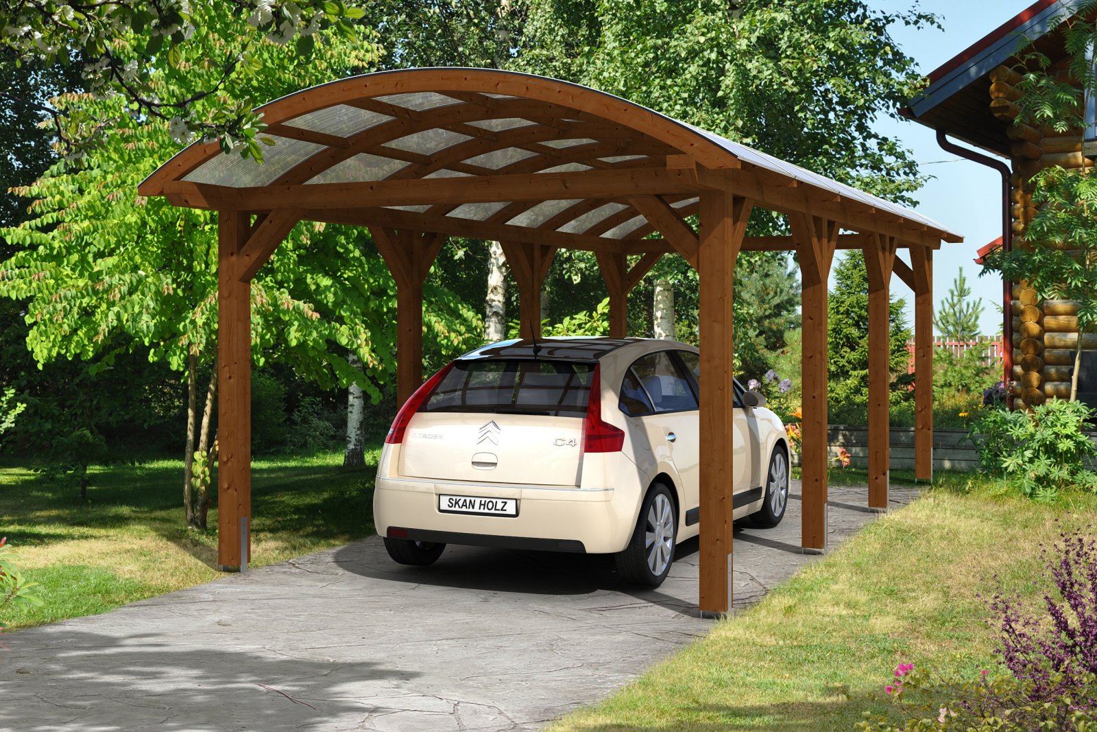 Íves garázstető dióbarna Skanholz Franken