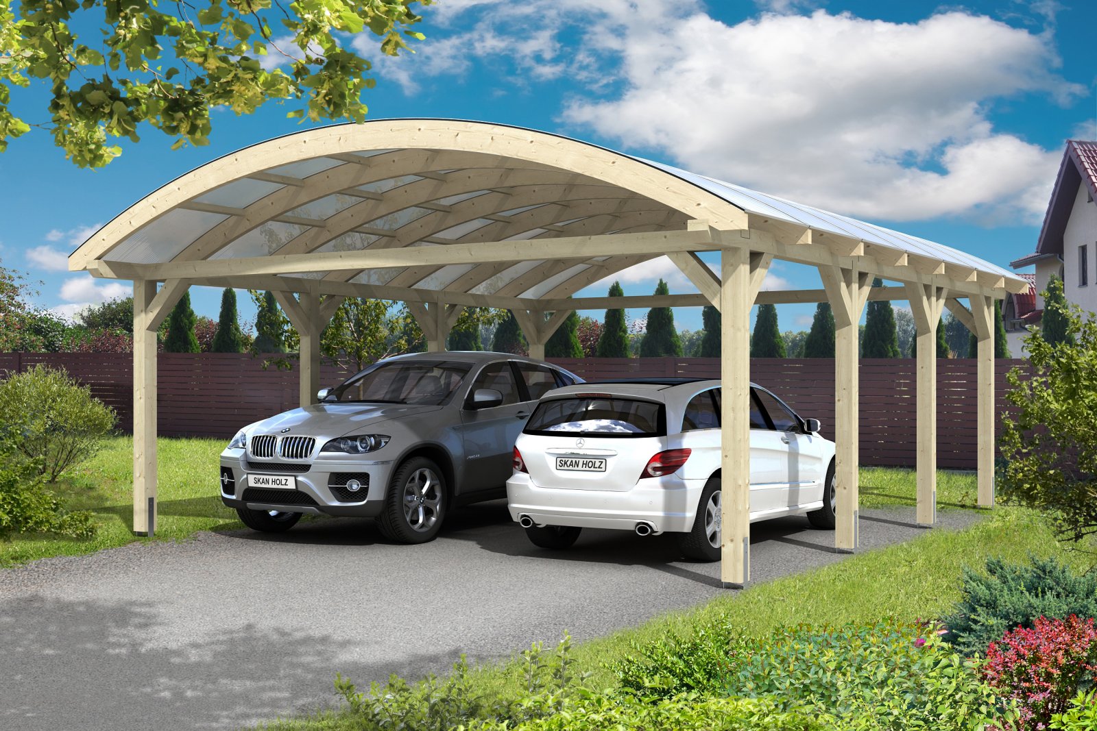 Íves garázs kétállásos garázstető natúr