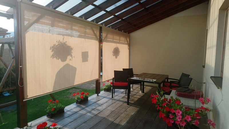 Árnyékoló roló kerti pavilonhoz 5 méretben Nesling - Homokszínű bézs , 148 cm széles roló