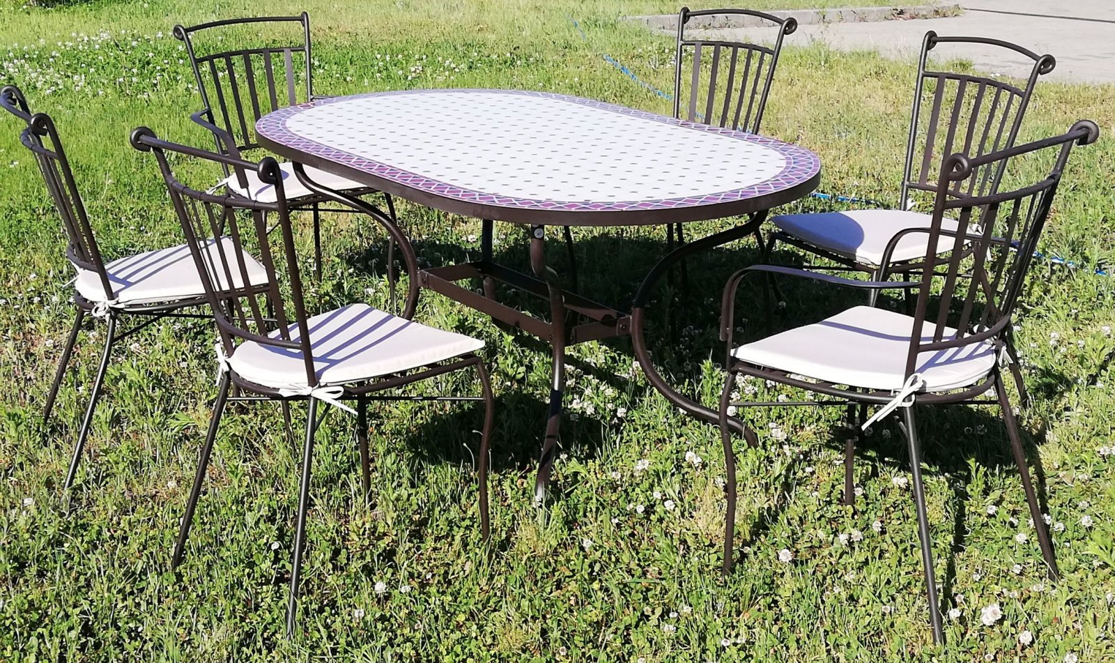 Fém kerti bútor mozaiklapos terasz garnitúra - Image 4