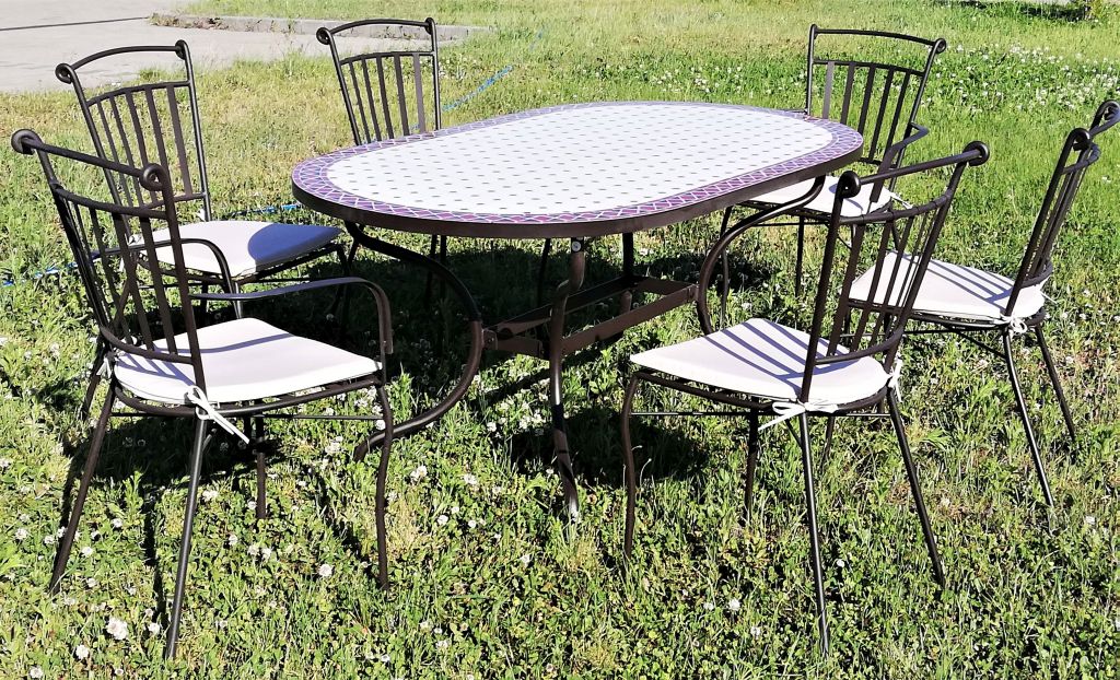 Fém kerti bútor mozaiklapos terasz garnitúra - Image 5