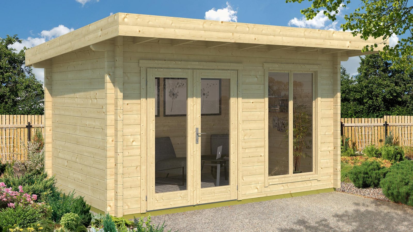 Hétvégi faház Homeoffice gerendaház709 - 400 x 250 cm
