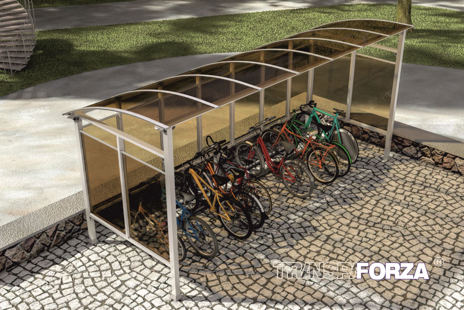 Fedett kerékpártároló bicikli garázstető - 338 cm
