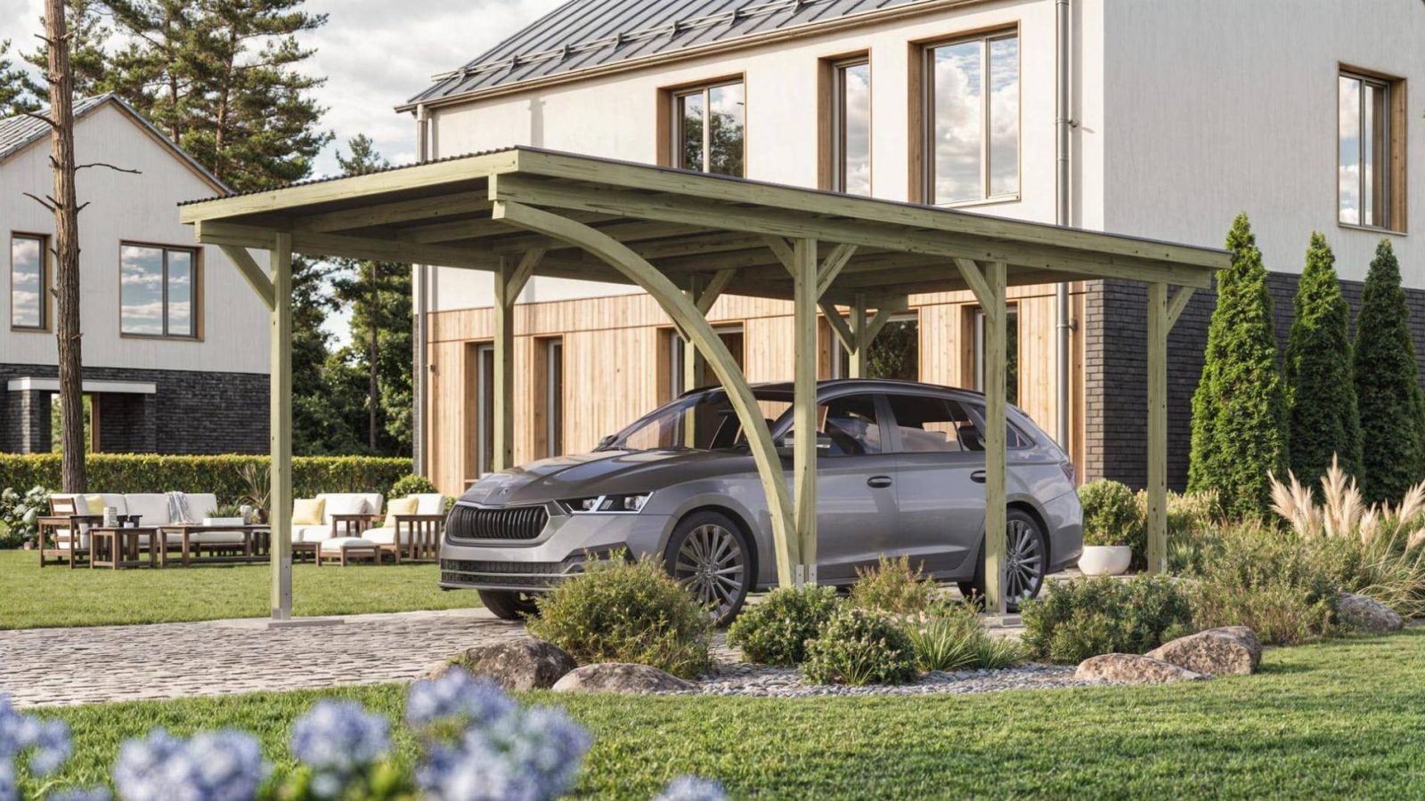 Autóbeálló garázstető Weka 606 Nyitott garázs Weka Carport