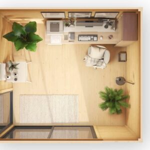 Homeoffice_modern_Faház_Weka41262 Weka faház Designhause 41262 berendezés