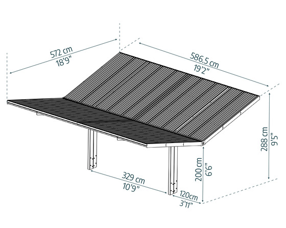 Garázstető-palram-carport-sydney-autóbeálló-mérete