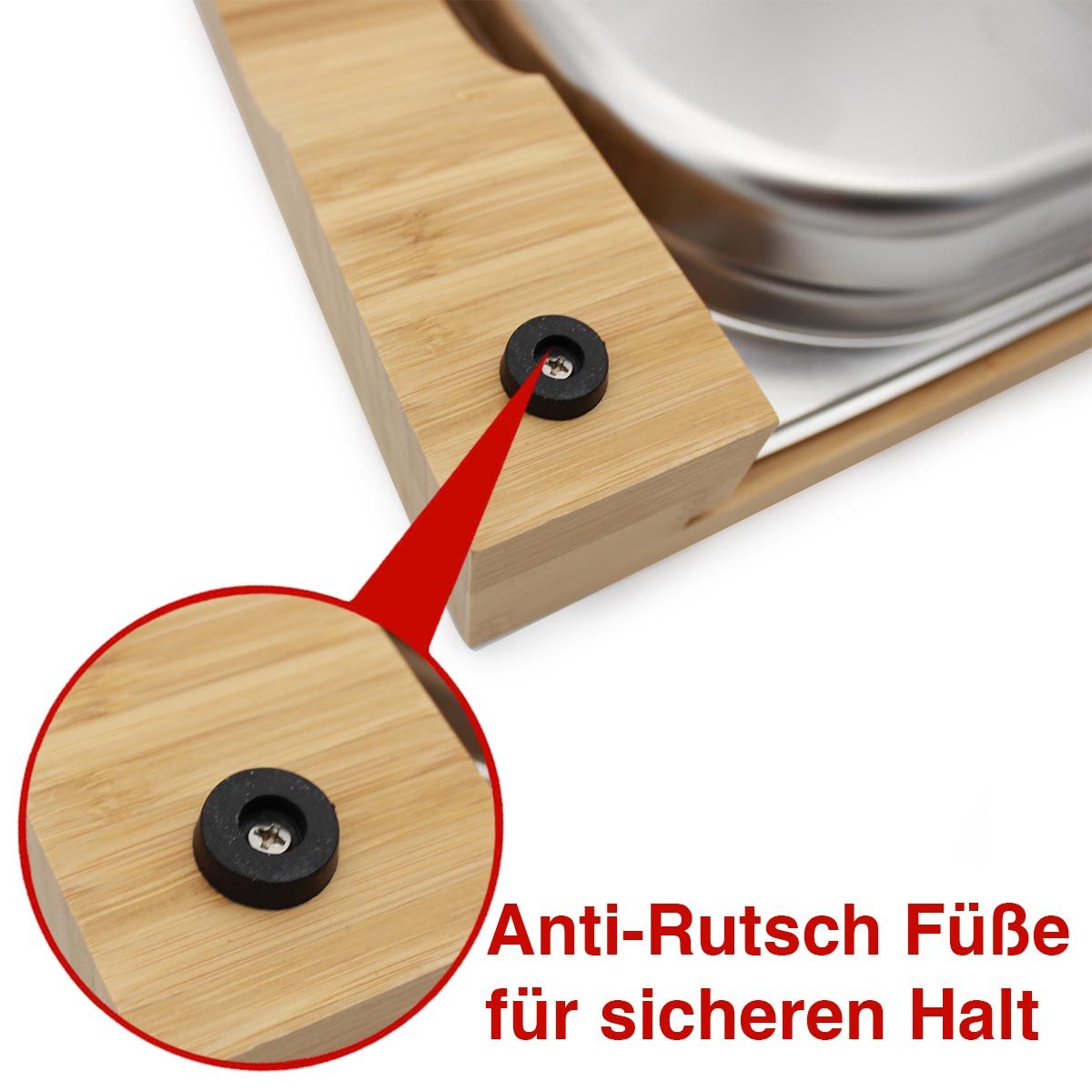 SANTOS bambusz vágódeszka rozsdamentes acél csepptálcával